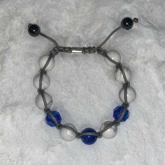 Basha Bracelet Positive Energy Beaded Blue and White - Picture 2 of 3